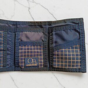 VTG 80s Ocean Pacific OP Trifold Wallet Blue Tag Checkerboard Surf Skate Canvas